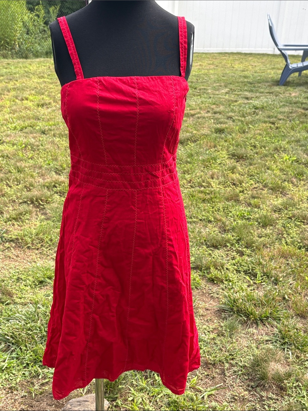 Ann Taylor Vibrant Red 100% Cotton  Dress Size 4